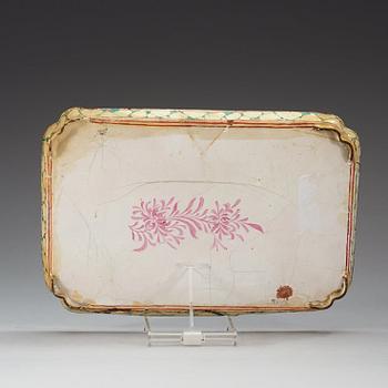 BRICKA, emalj på koppar. Qing dynastin, Qianlong (1736-95).