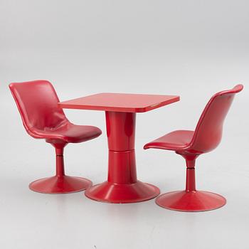 Yrjö Kukkapuro, a "Saturnus" table and two chairs, Haimi, Finland, 1970's.