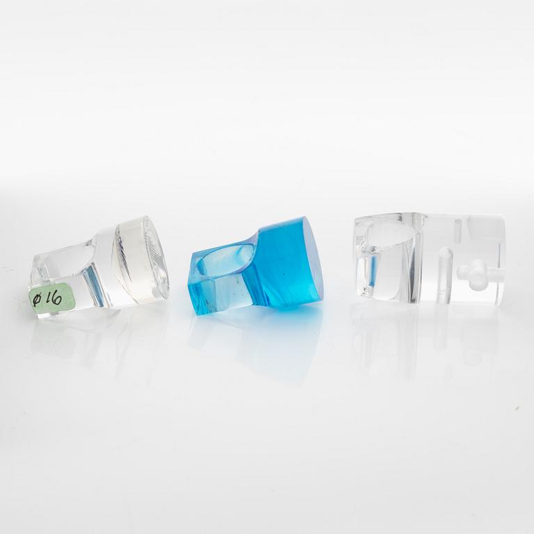 Siv Lagerström, three acrylic plastic rings, 1970s.