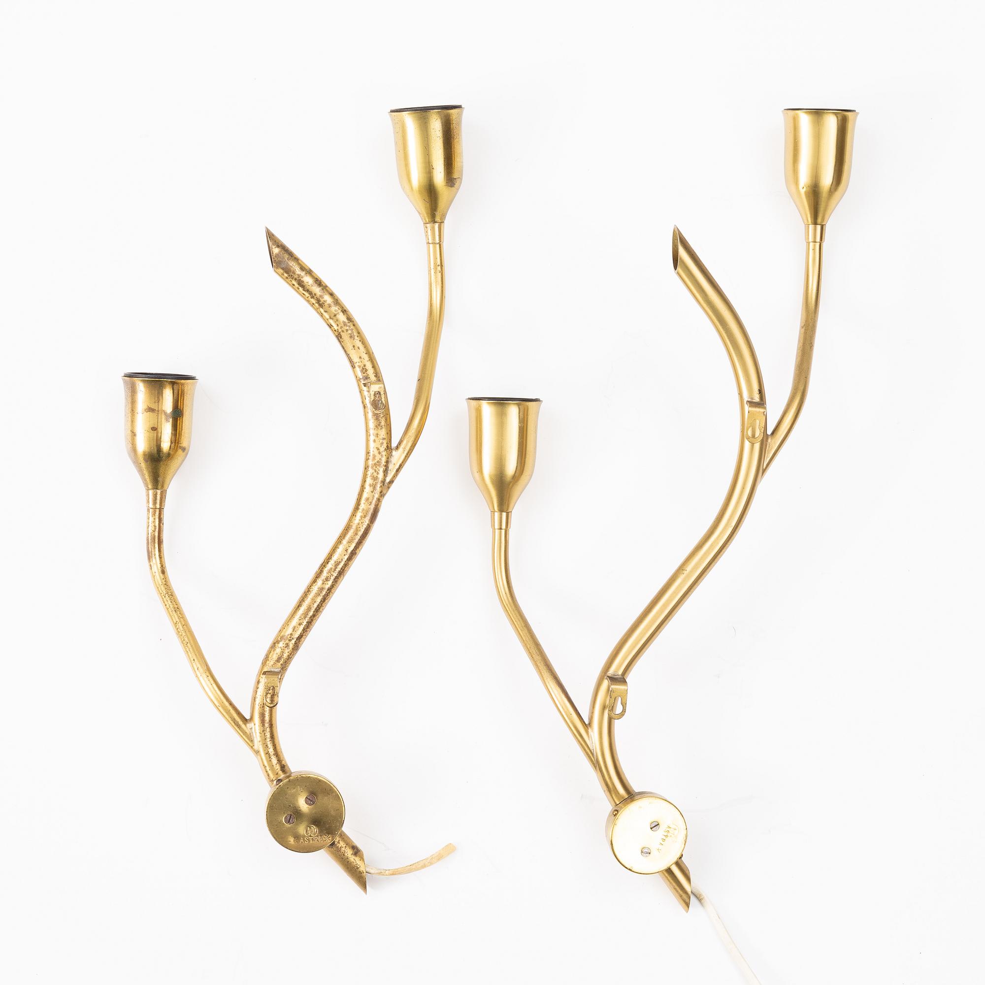 A pair of wall lamps, Astra, Norway, 1940s/50s.