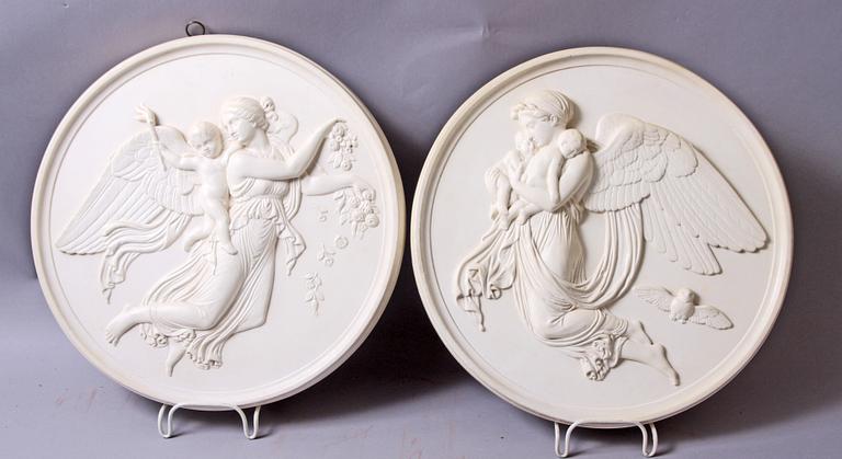 VÄGGPLATTOR, 2 st, gips, sign Eneret.