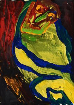 Bengt Lindström, acrylic on paper mounted to canvas, 1980s, signed.