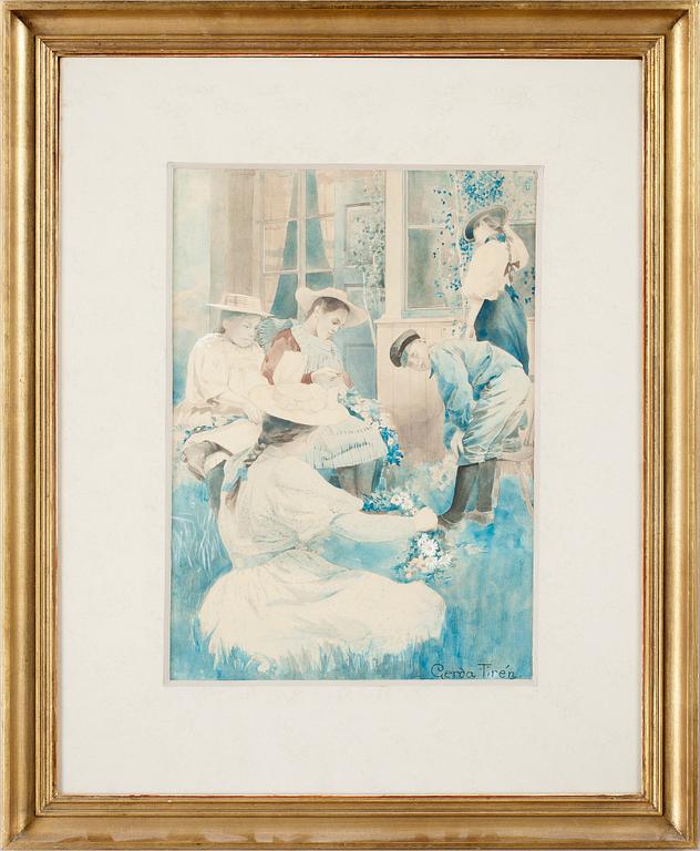 GERDA TIRÉN, akvarell. Sign.
