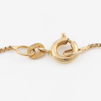 Pendant with chain, 14K gold with probably Eilat stone.