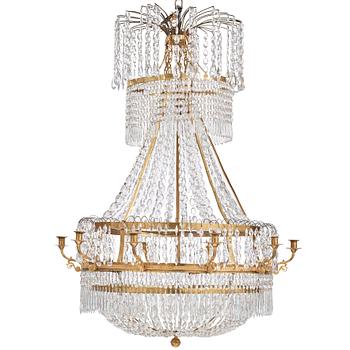 A Swedish Empire ten-light chandelier, early 19th century.