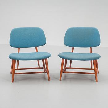 FÅTÖLJER, ett par, TEVE, Alf Svensson, Ljungs Industrier. Modellen formgiven 1953.