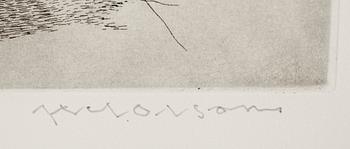 AXEL OLSON, etsning, sign, numr 20/260.