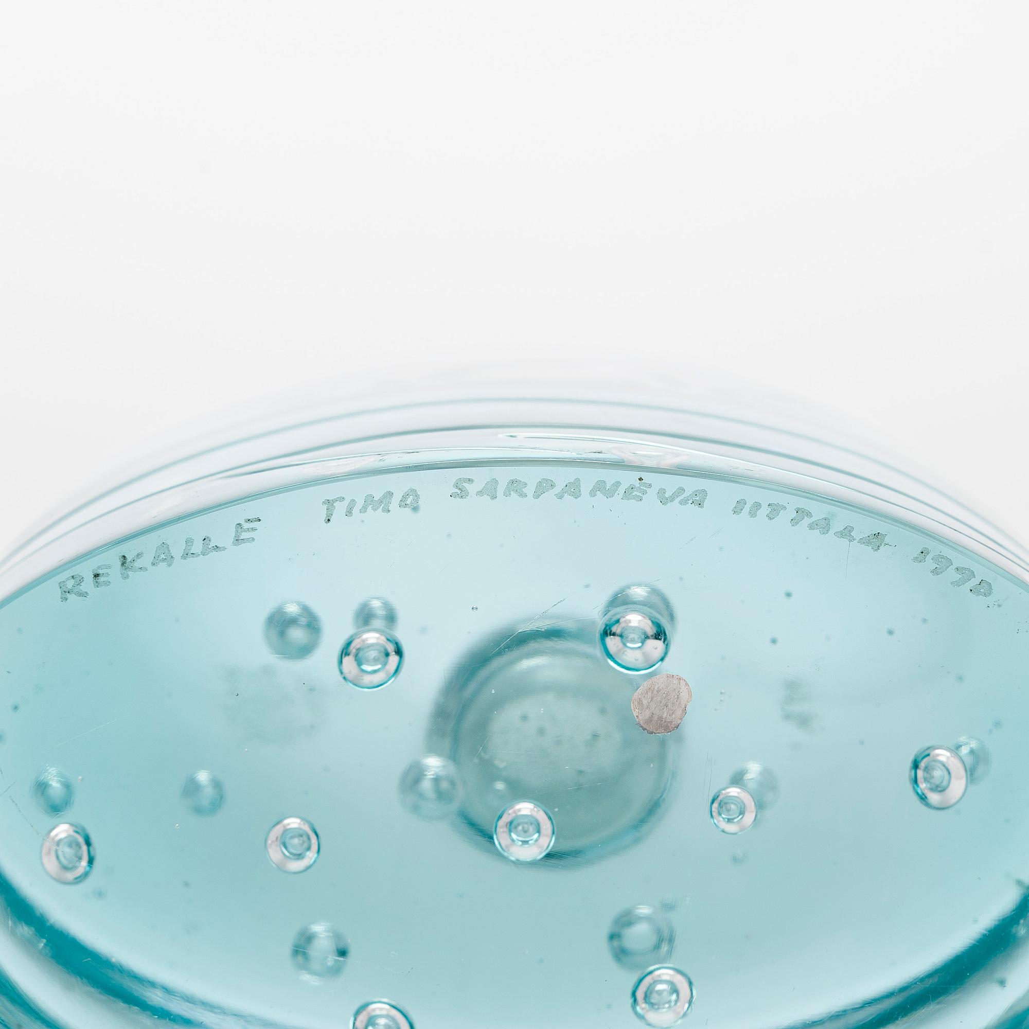 Timo Sarpaneva, lasiveistoksia, kynttilänjalkoja, 4 kpl, "Arktia", signeerattu Timo Sarpaneva Iittala 1990.