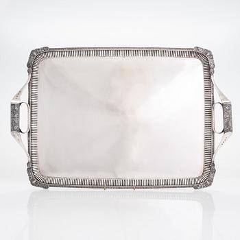 A silver tray, maker's mark of Henrik Tallberg, St. Petersburg 1826.