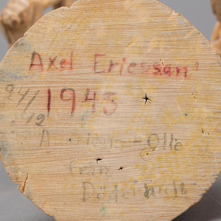 TWO WOOD SCULPTURES, one signed Axel Ericsson.