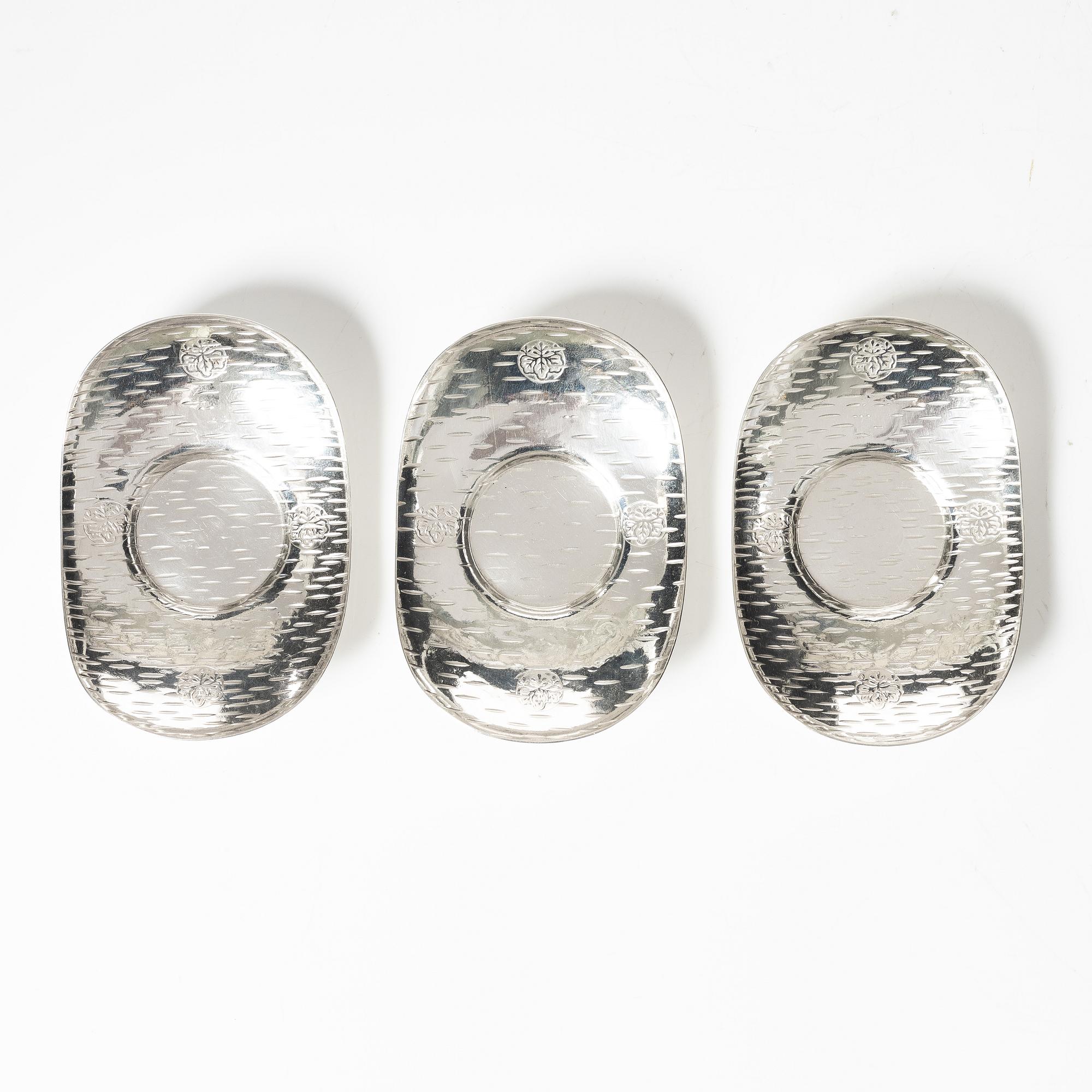 Fat, tre stycken, silver, Japan, 1900-tal.