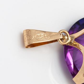 HÄNGE, 14K guld, syntetisk safir.