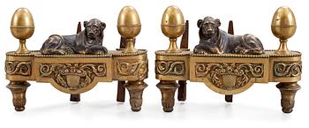 3. A pair of French late 18th century fire dogs.