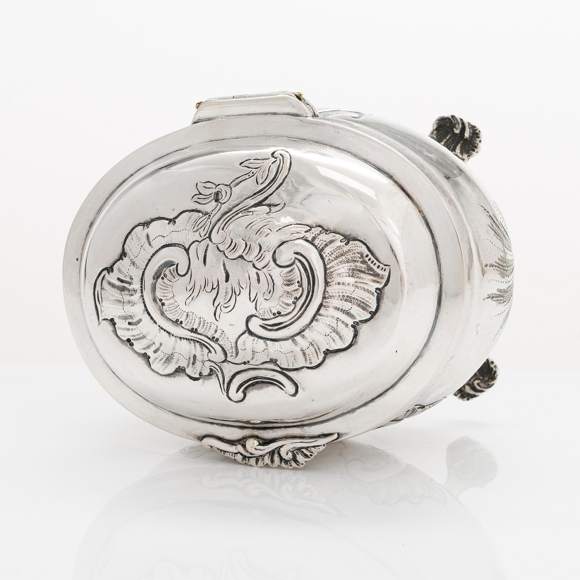 Sockerskrin, silver, rokoko, Hildebrand, Berlin, 1700-talets tredje fjärdedel.