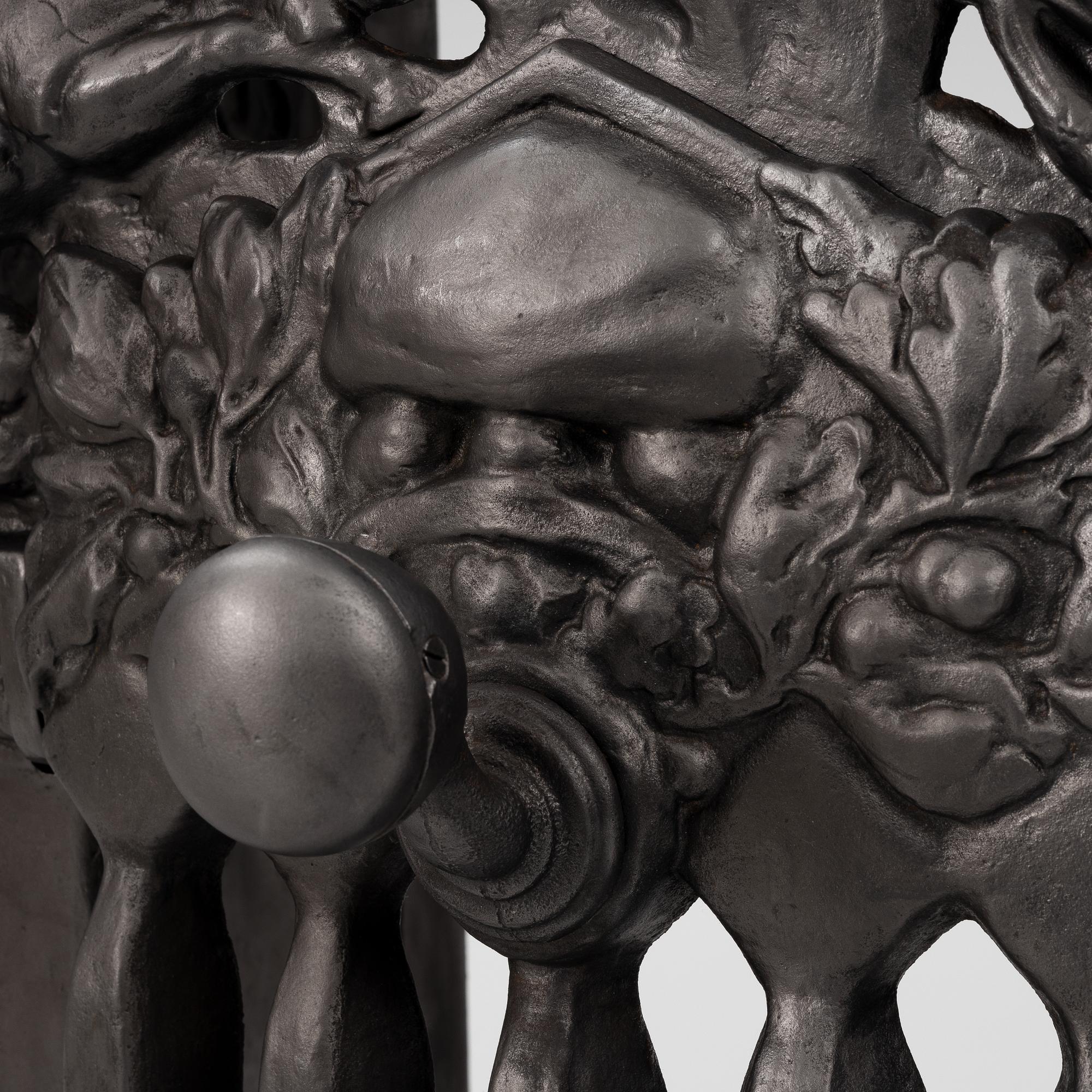 Fireplace front, cast iron, Art Nouveau, after Hans W Larsen, late 20th century.