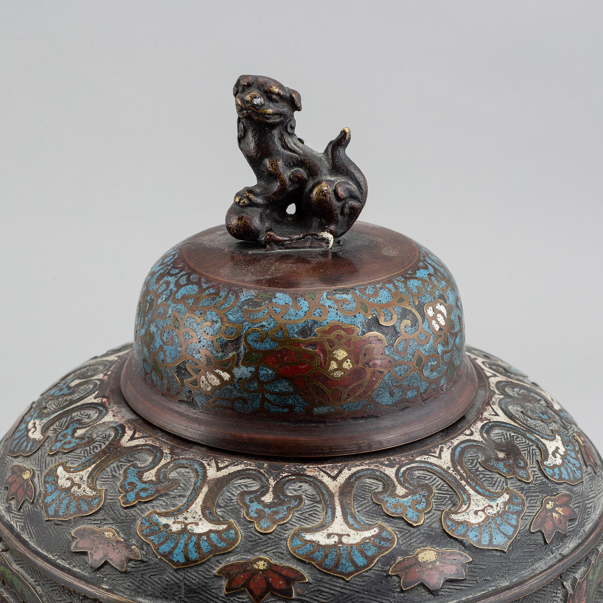 A Chinese bronze and enamelled vase, 20th century.
