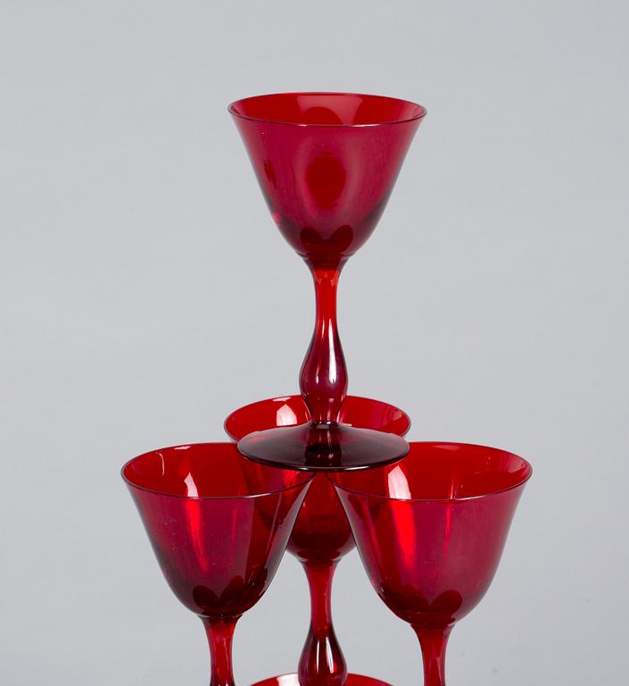 VINGLAS, glas, 10 st, Monica Bratt, Reijmyre, 1900-tal.