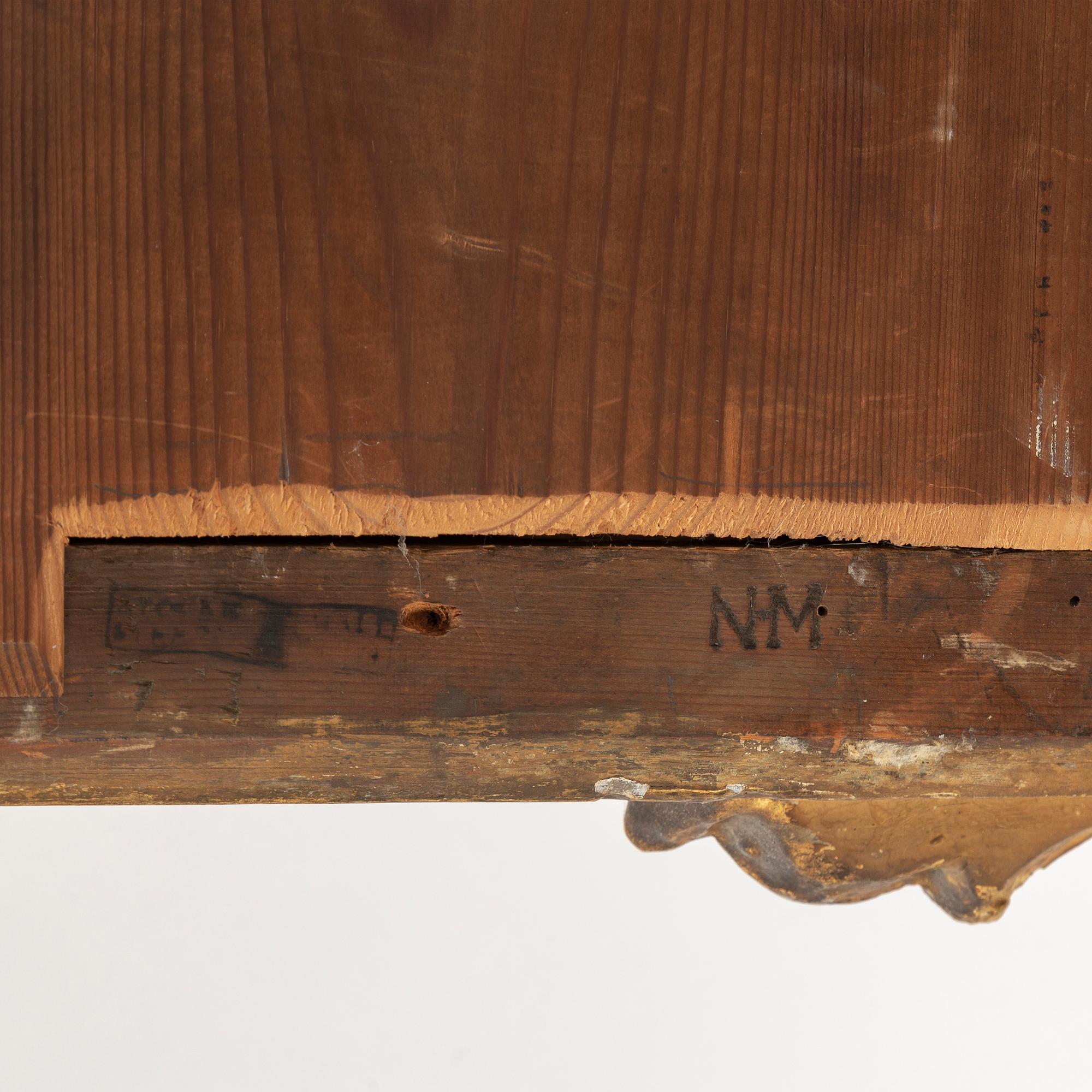 A Rococo mirror by Niclas Meunier, (Stockholm 1754-1797).