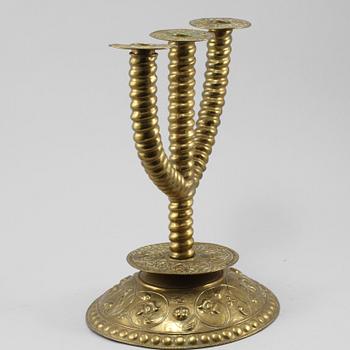 KANDELABER, barockstil, mässingsplåt, 1800-tal.