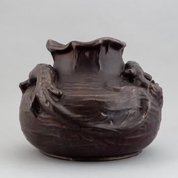Höganäs, an Art Nouveau glazed ceramic vase, early 20th century. Decor with  lizards.