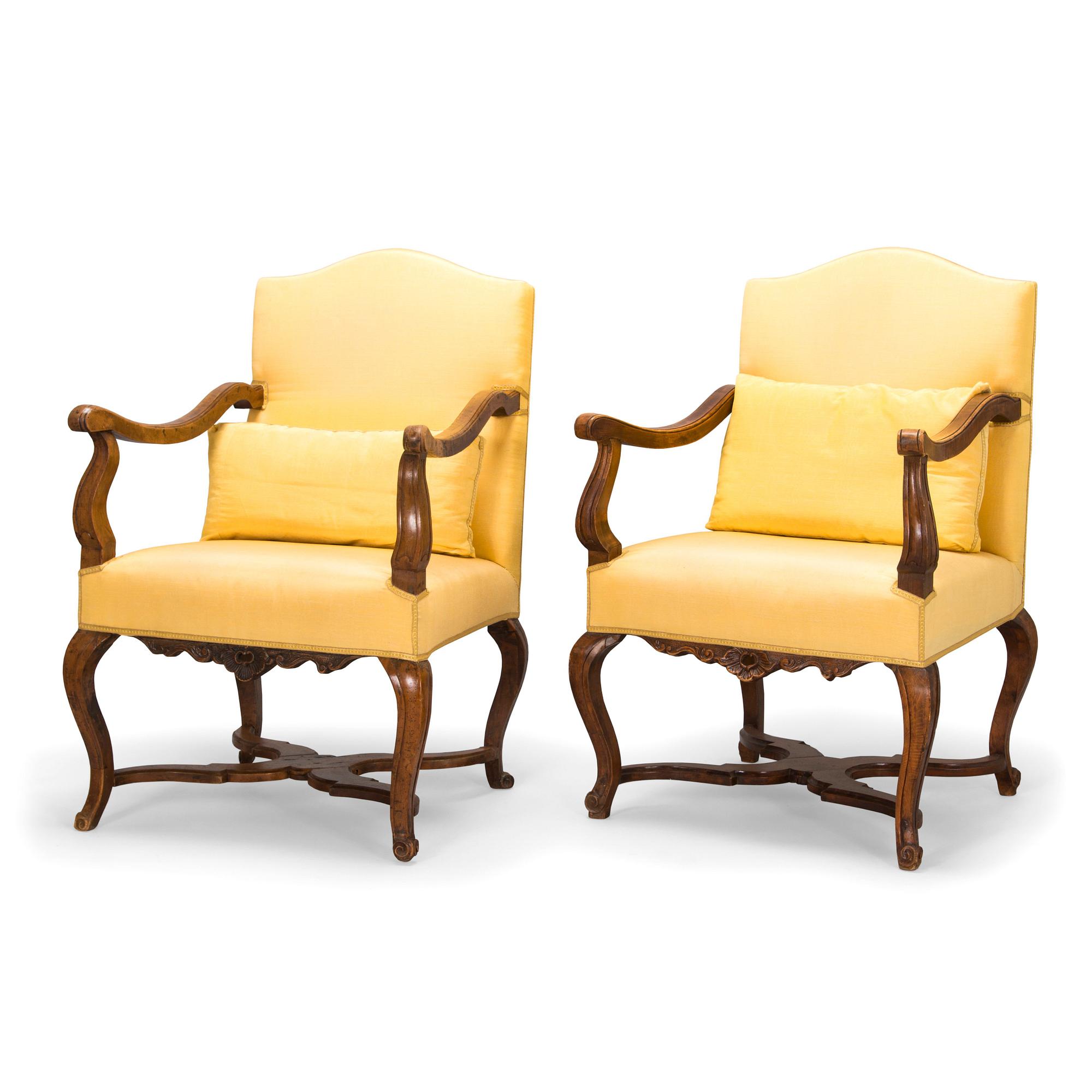 Two similar late Baroque French armchairs, first half of the 18th century.