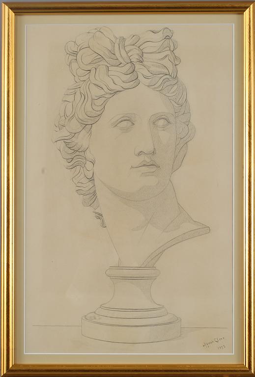 AGNES CLEVE, teckning, signerad och daterad 1892.