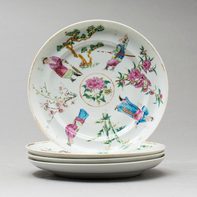 TALLRIKAR, 4 st, porslin,Kina, Jiaqing (17896-1820).
