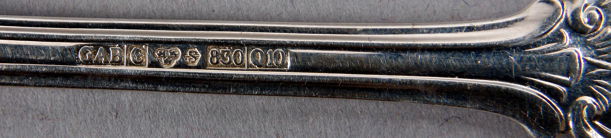 BESTICKSERVISDELAR, 13 st, silver. Modell: Olga. Bla GAB 1990.