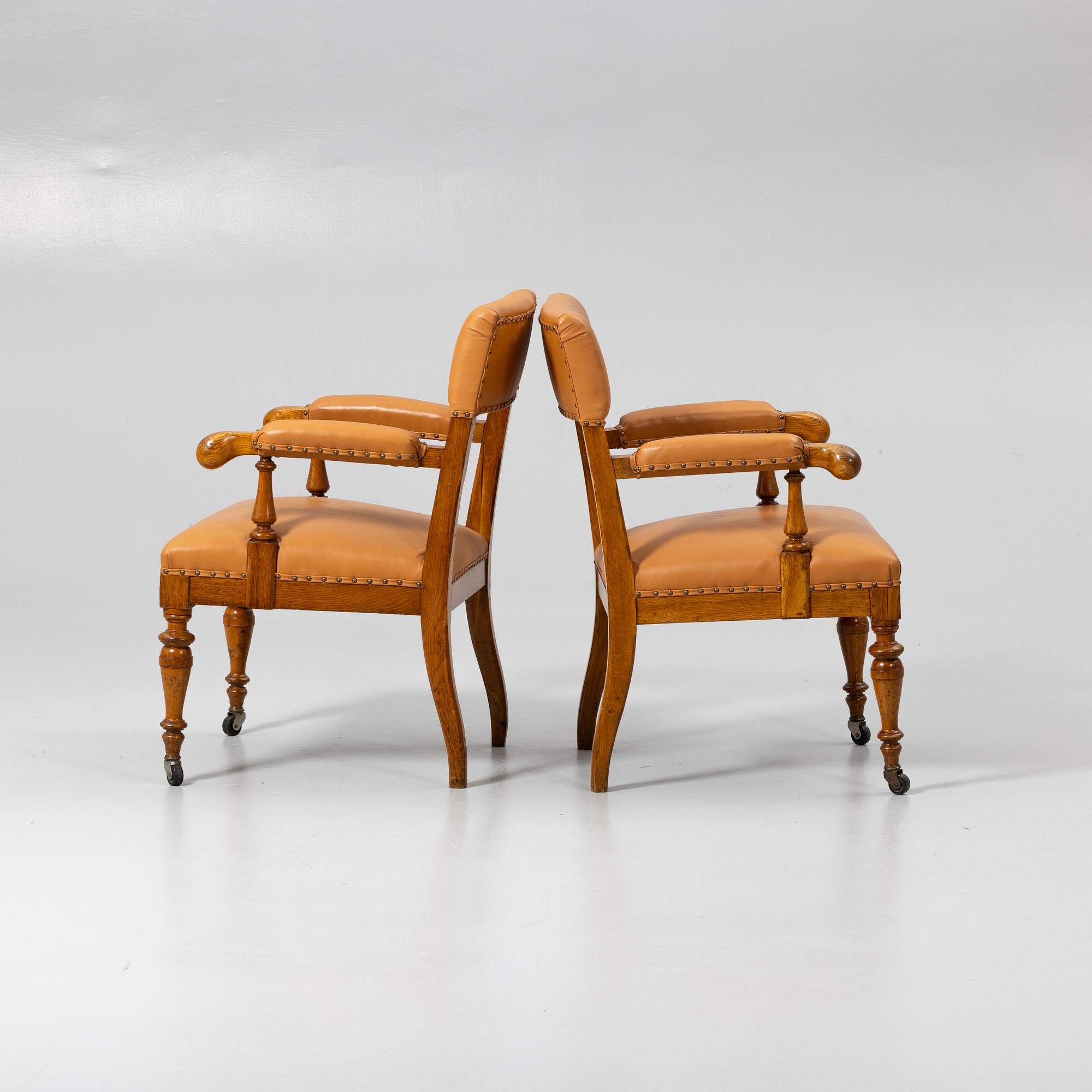 Armchairs, a pair, probably England, early 20th century.