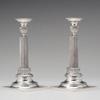 A pair of Swedish 18th century silver candlesticks, marks of Stephan Westerstråhle, Stockholm 1792.