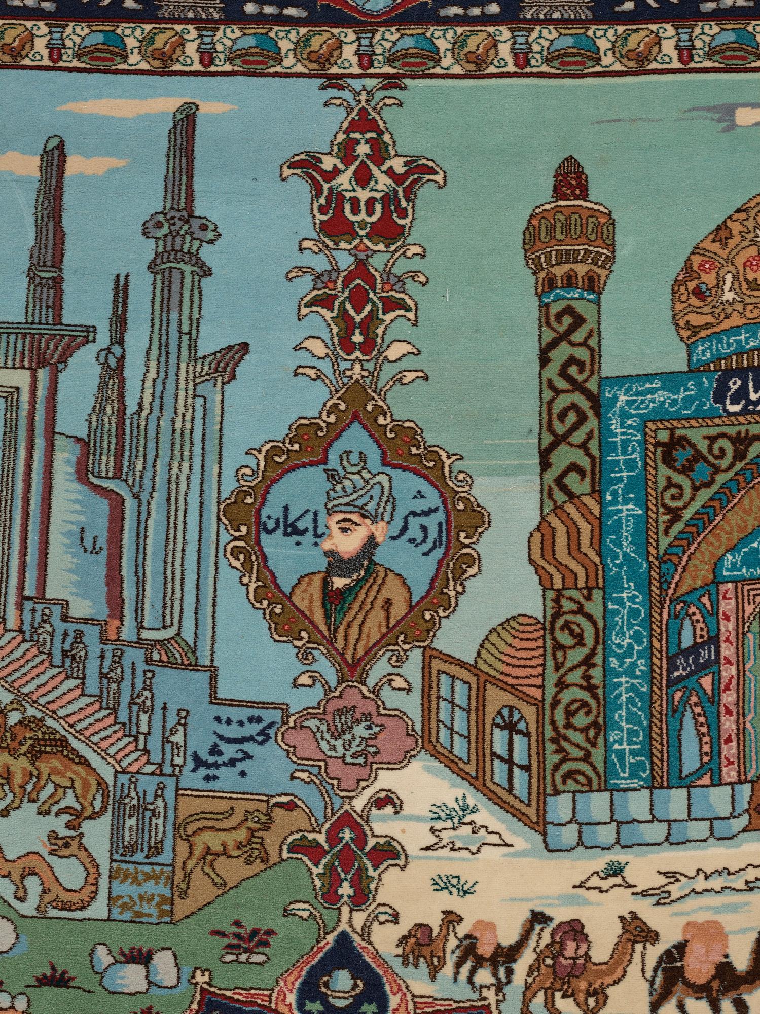 Matto, Old Tabriz figural, "The four seasons", ca 274 x 176 cm.