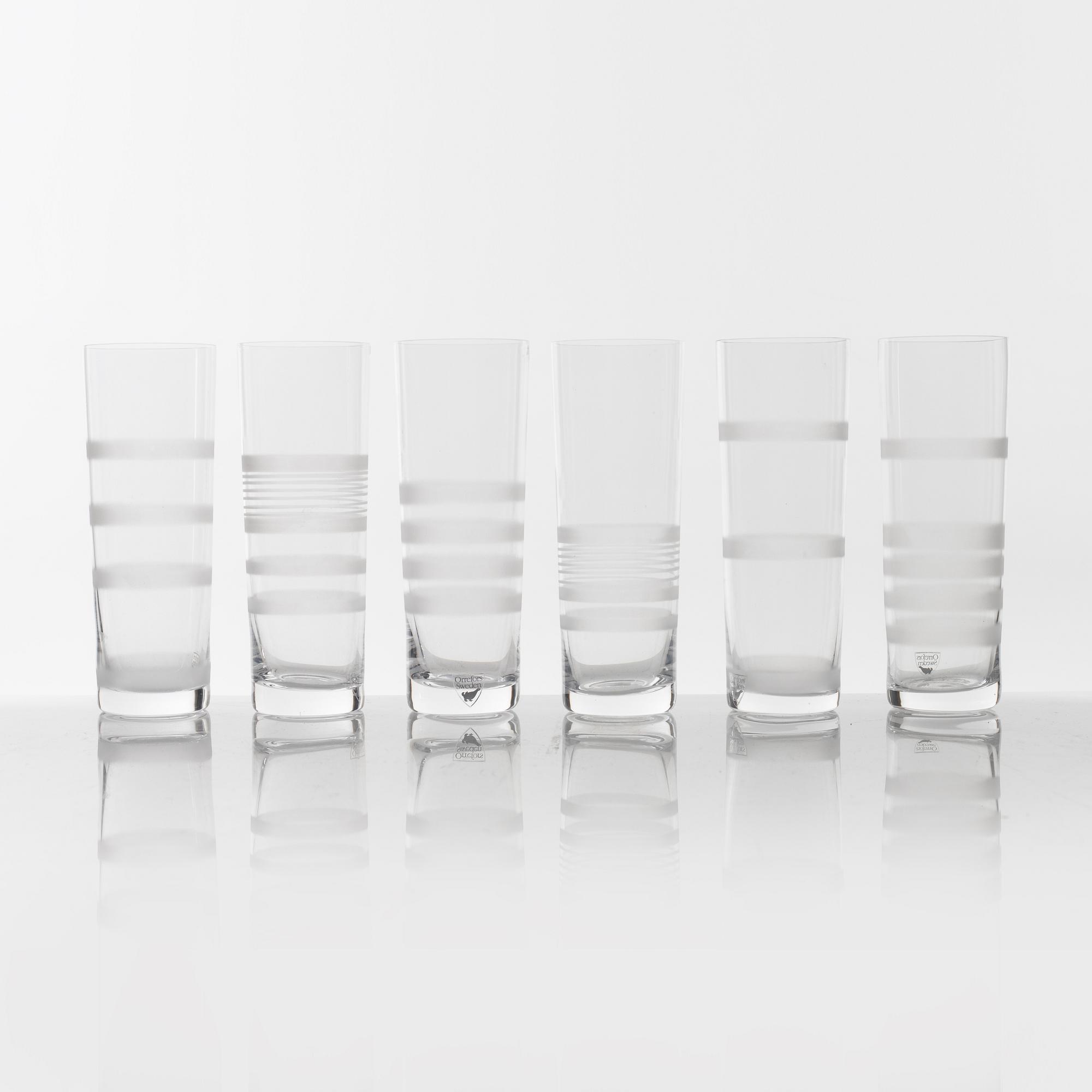 Ingegerd Råman, champagneglas, 6 st, "Slowfox", Orrefors, 1900-talets senare del.