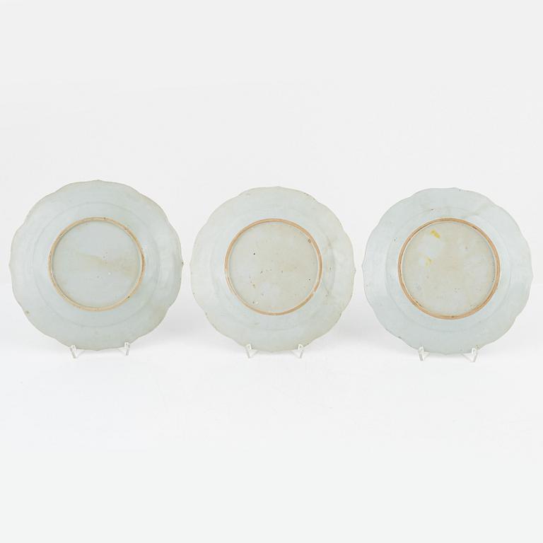 Stekfat samt tallrikar, 4 st, porslin, Kina, Qianglong (1736-95).