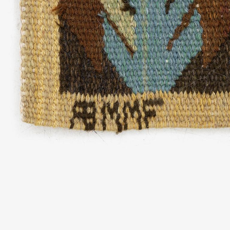Märta Måås-Fjetterström, vävnad, "Täppan", gobelängteknik, ca 122 x 50 cm, signerad MMF.