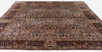 An antique silk Keshan of 'Arabesque' design, Central Persia, c. 410 x 297 cm.