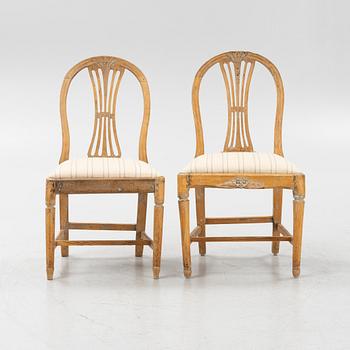 Eight Gustavian Chairs, around 1800.