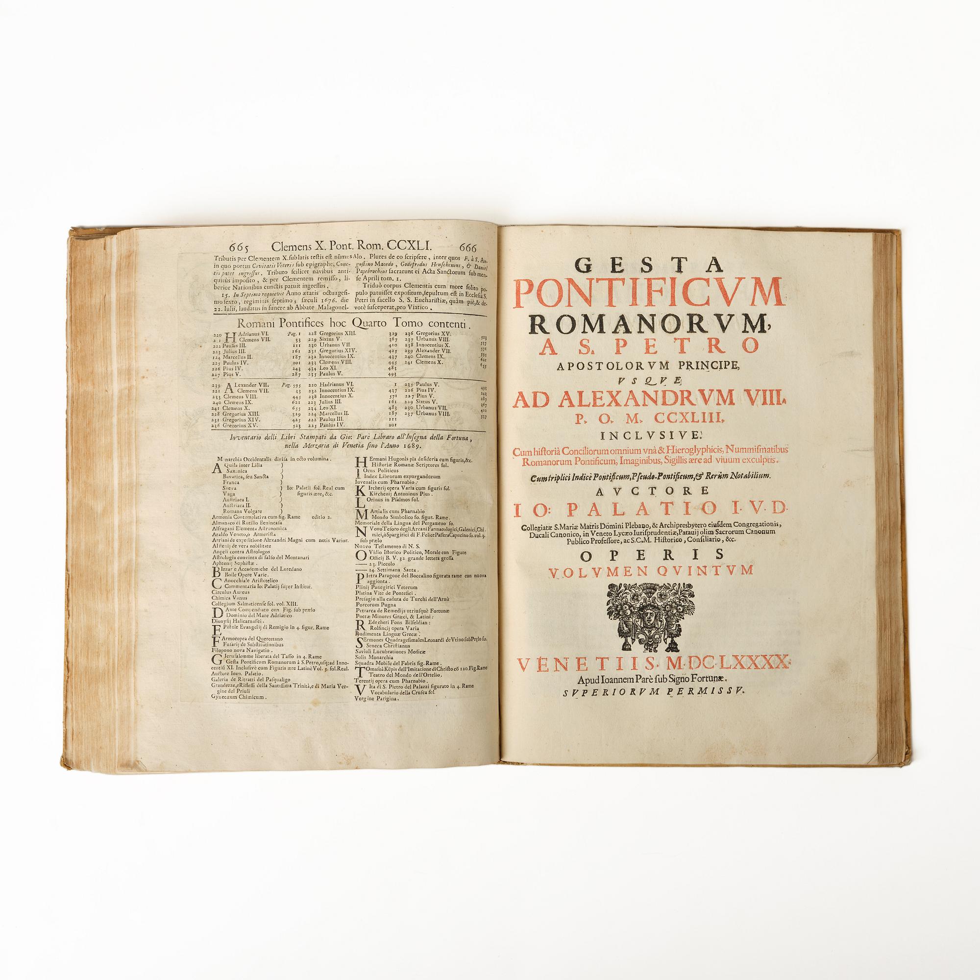 History of the Popes up to and including Innocent XI, born Odescalchi, 1687-90.