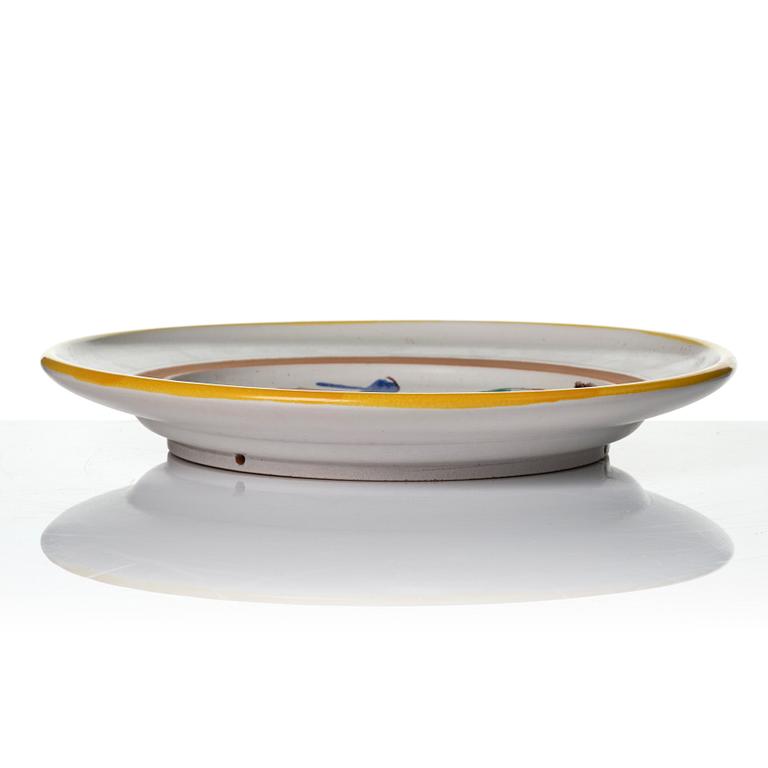 Wilhelm Kåge, two faience dishes, Gustavsbergs studio, Sweden, 1940's.