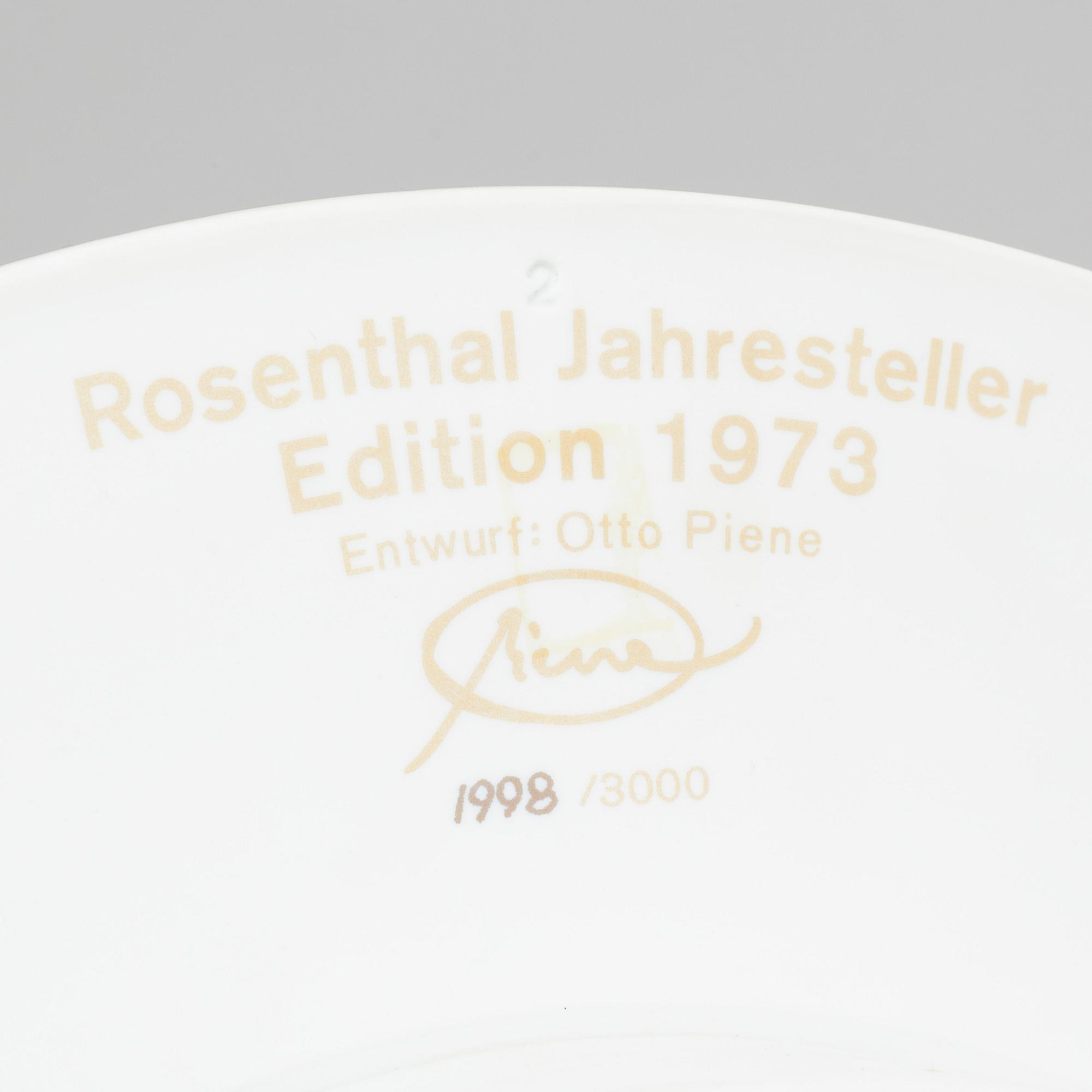 14 pieces of "TAC/Regenbogen" porcelain table ware & 1 dish, by Walter Gropius & Otto Piene, Rosenthal, limited editions.