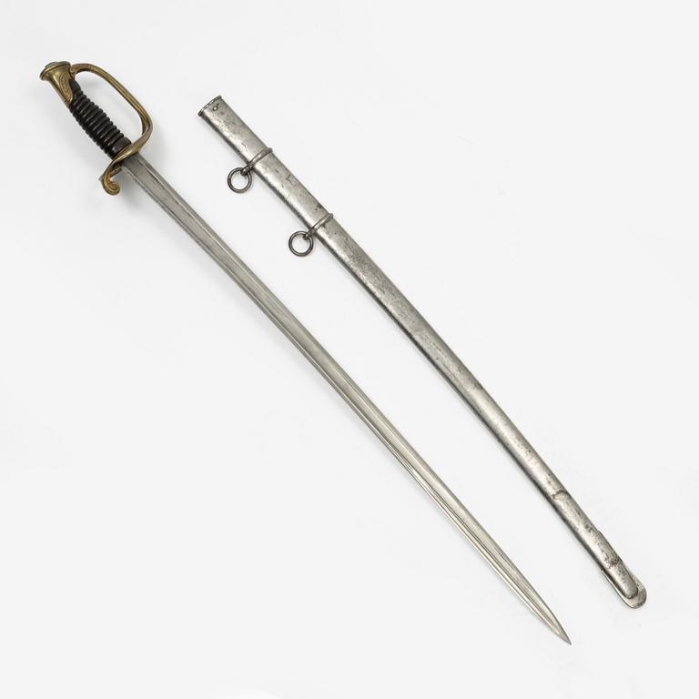 A French officer's sabre, 1855 pattern, with scabbard.