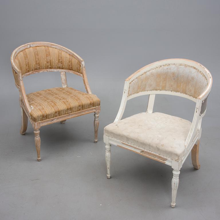 BALJFÅTÄLJER, ett par, gustaviansk stil, 1900-talets början.