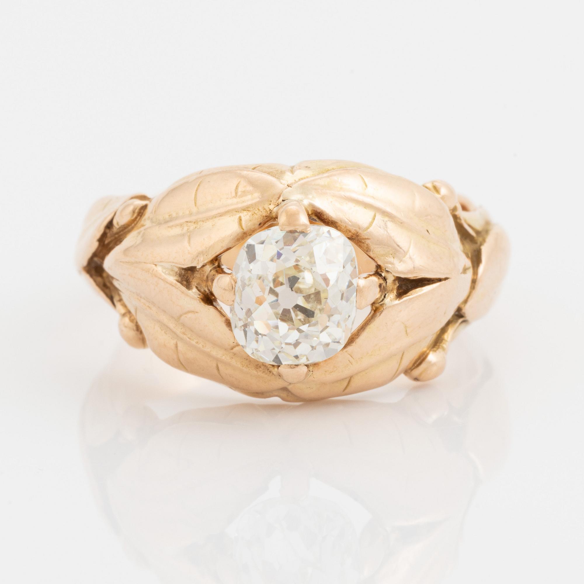 Cushion cut diamond ring.