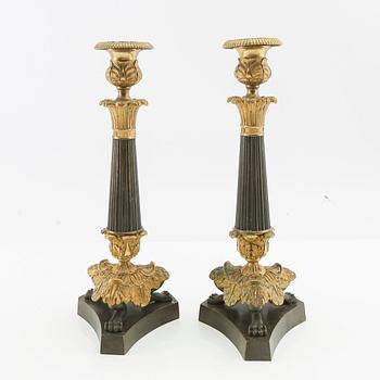 Candlesticks, a pair from the mid-19th century Late Empire period.