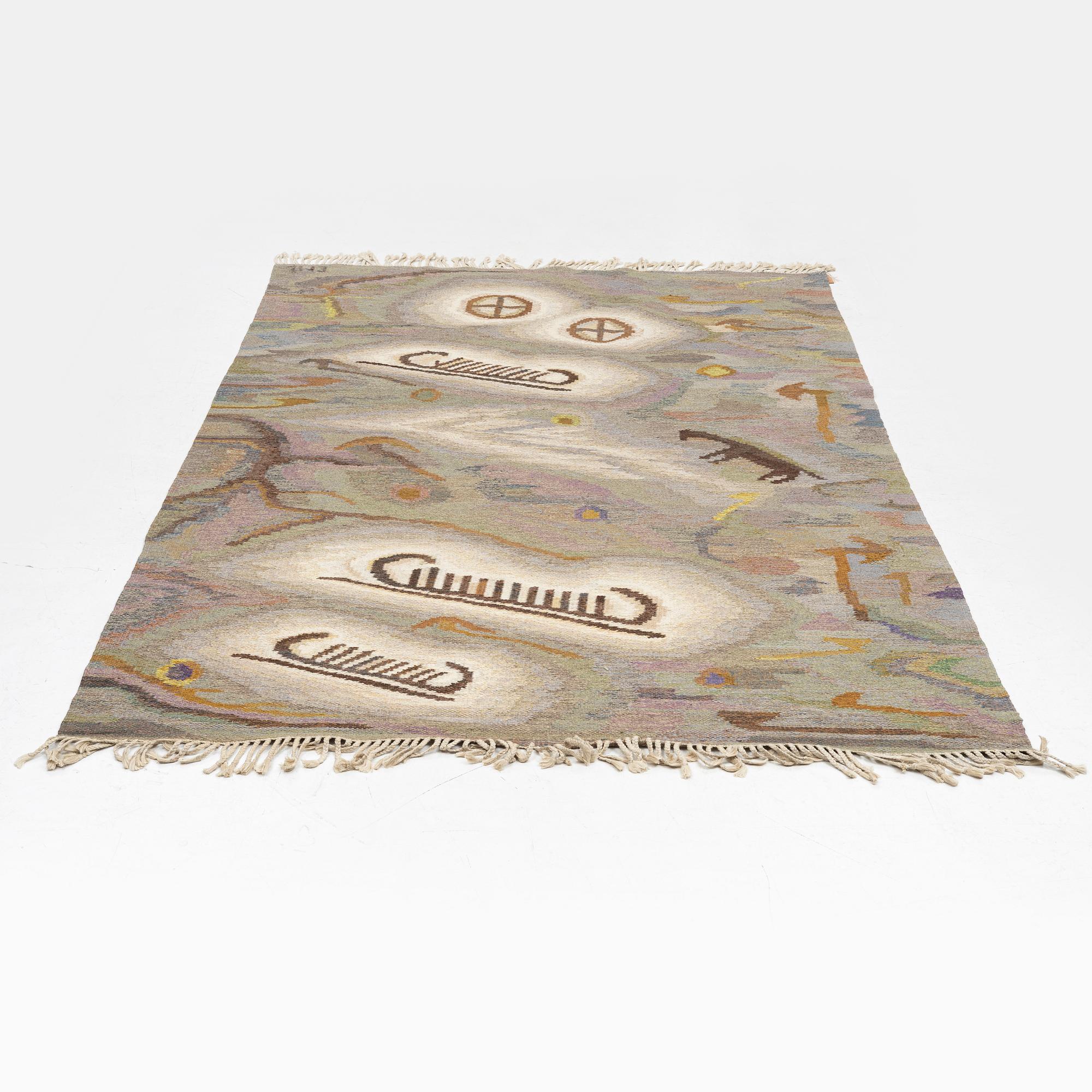 Edvin & Magnhild Lundsten, matta, rölakan, signerad EML, ca 285 x 190 cm.