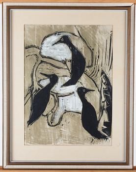 REIDAR SÄRESTÖNIEMI, träsnitt, signerad.