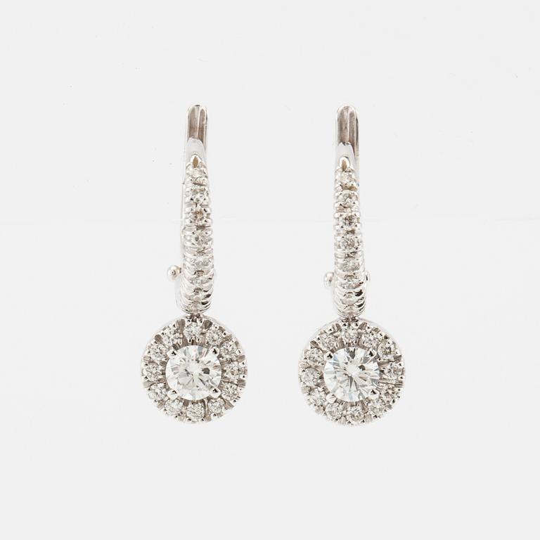 Crivelli, a pair of 18K white gold earrings with round brilliant-cut diamonds, Alessandria Italy.