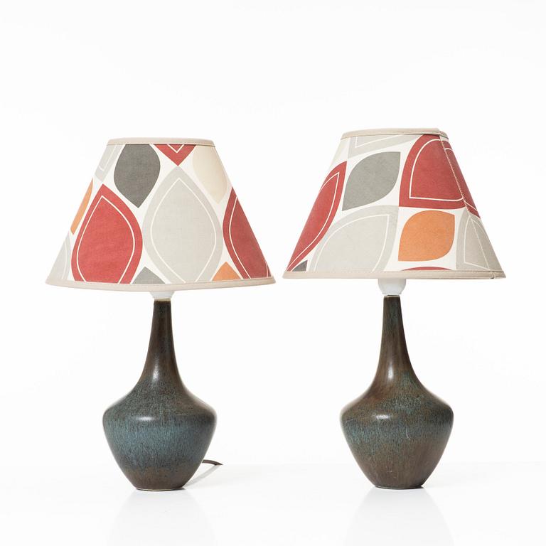 Gunnar Nylund, bordslampor, ett par, stengods, Rörstrand.