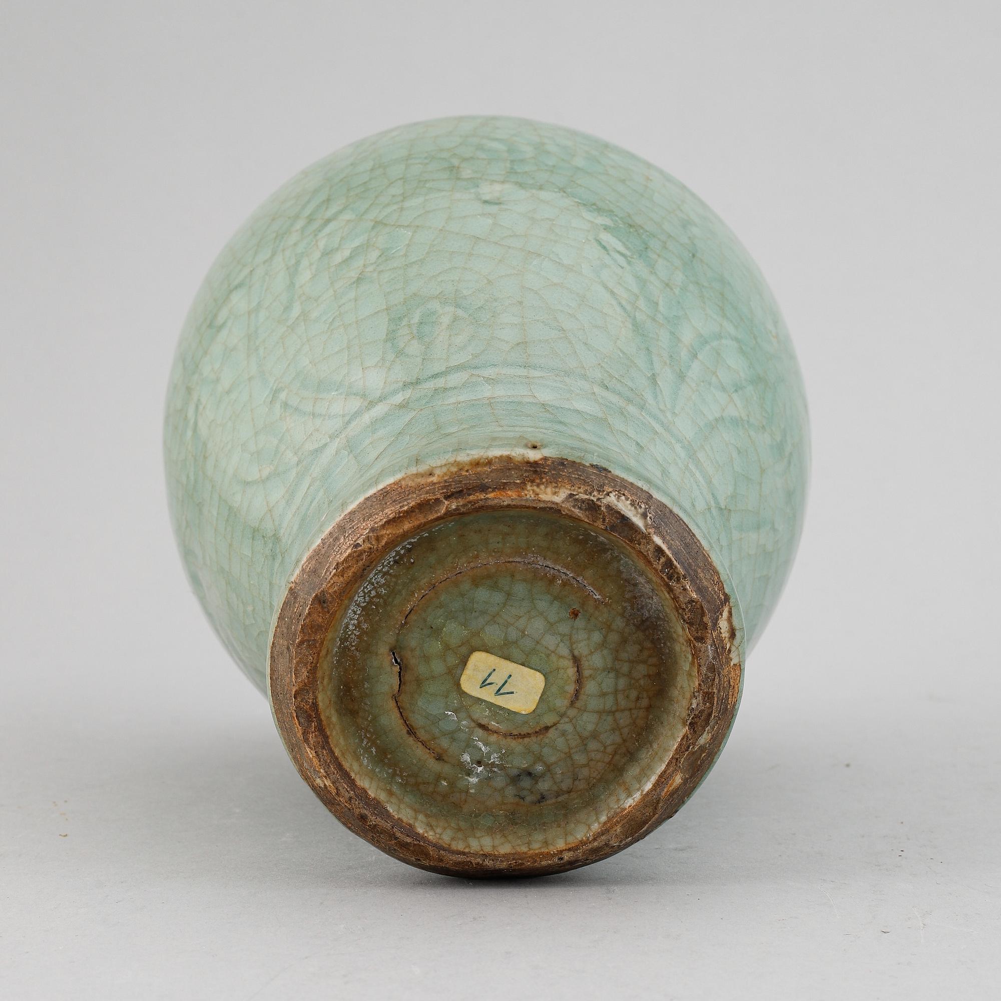 A celadon vase, Ming dynasty (1368-1644).