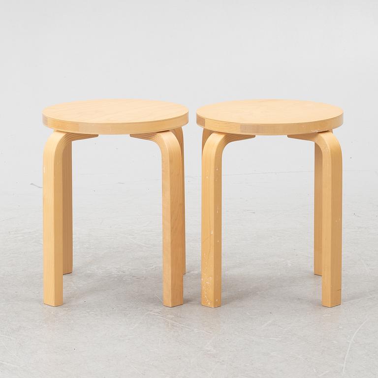 Alvar Aalto, two model 60 stools, ARtek, Finland, 2012.