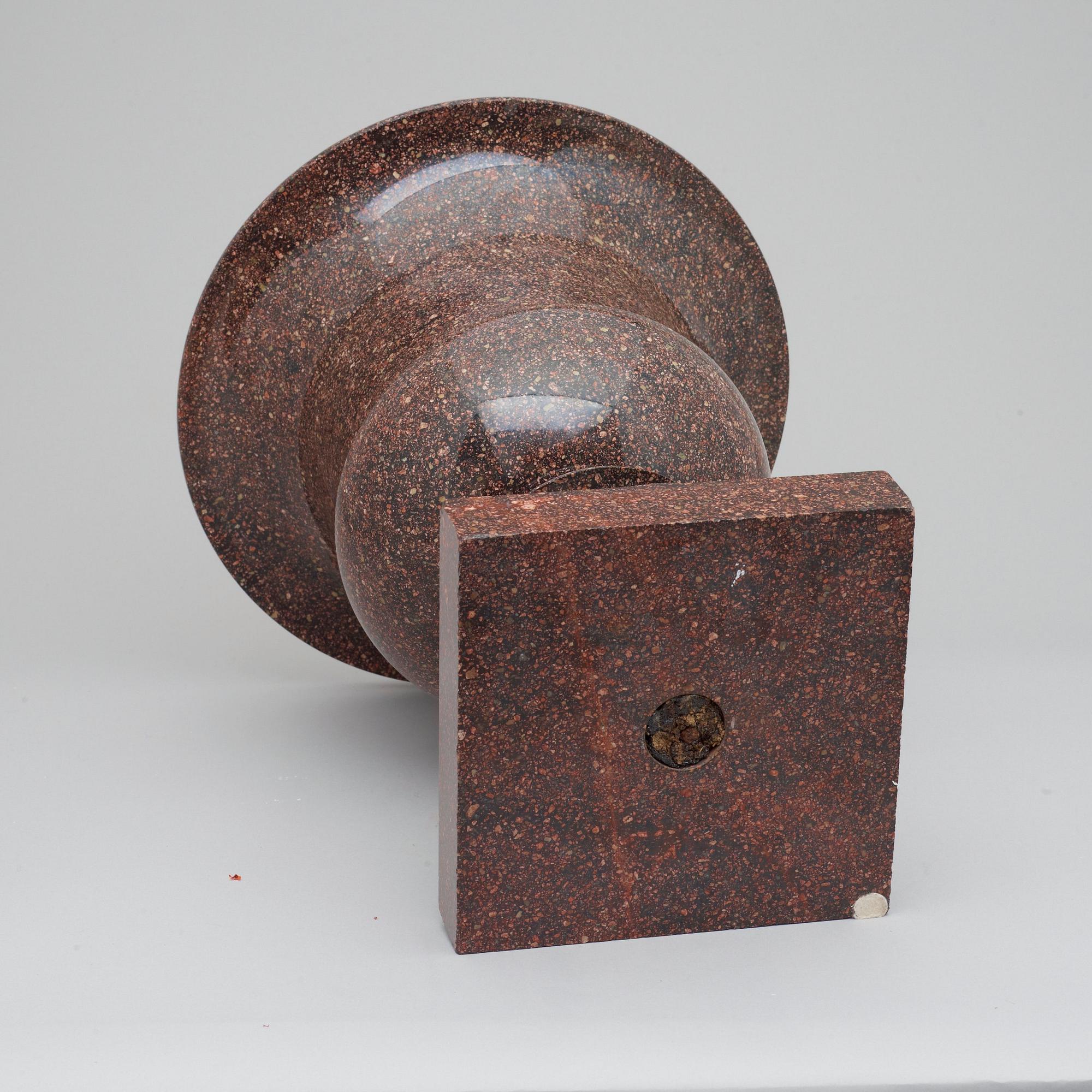 A Swedish Empire 19th century porphyry urn.